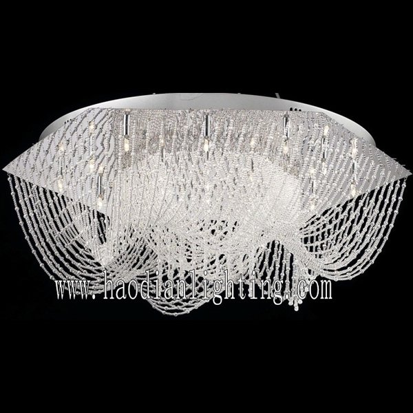 【LA LUCE】デザインクリスタルシーリングシャンデリア 19灯 クローム(φ800×H230mm)