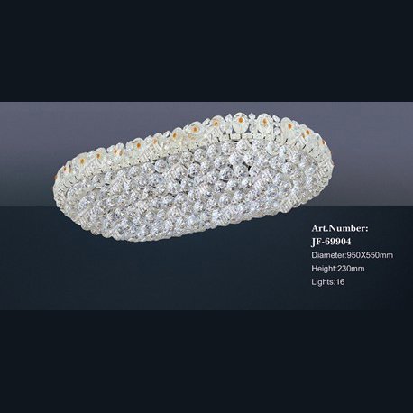 【LA LUCE】クリスタルシーリングシャンデリア 16灯 クローム(W950×D550×H230mm)