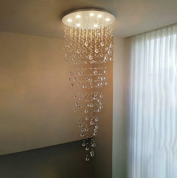 【LA LUCE】ワイヤーアート・クリスタルシーリングシャンデリア 9灯 クリア(φ680×H2000mm)