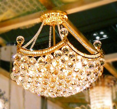 LA LUCE】ボールクリスタルシャンデリア 15灯 ゴールド(W900×H650mm 