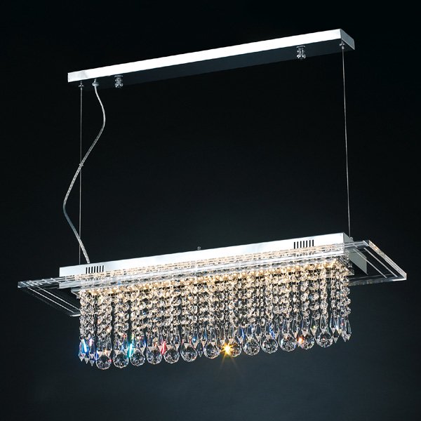 <b>【５台から注文可】</b>クリスタルLEDシャンデリア シルバー(W720×D225×H210mm)