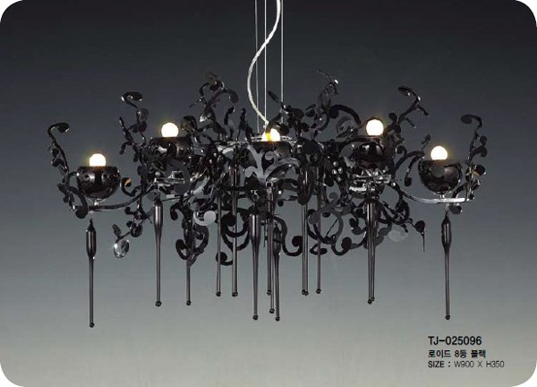 【５台から注文可】モダンブラック シャンデリア 8灯(W900×H350mm)