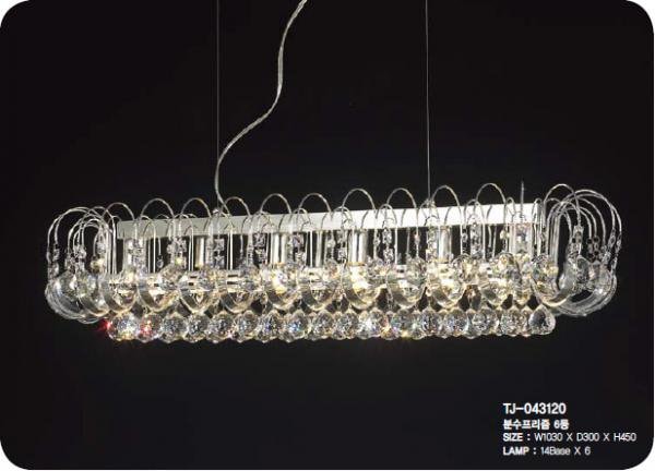 <b>【５台から注文可】</b>クリスタルシャンデリア 6灯 シルバー(W1030×D300×H450mm)