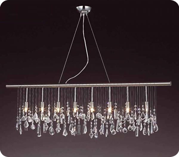 <b>【５台から注文可】</b>クリスタルシャンデリア 8灯 シルバー(W1200×H300mm)