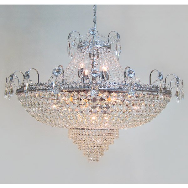 【LA LUCE】エンパイア型クリスタルシャンデリア 16灯 クローム(W1000×H750mm)