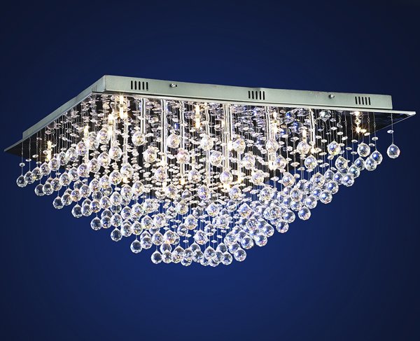 【LA LUCE】デザインクリスタルシーリングシャンデリア 28灯 クローム(W800×H360mm)