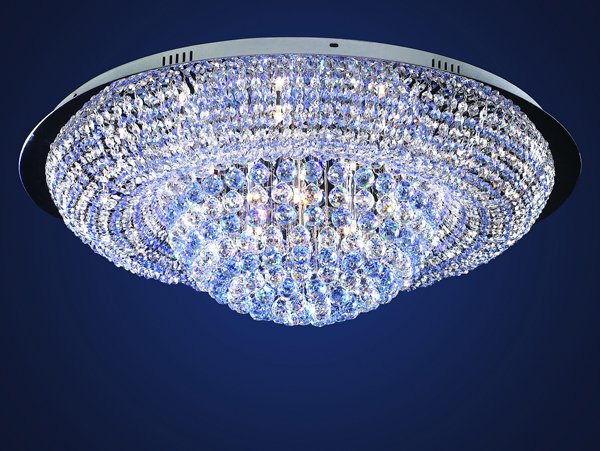 【LA LUCE】デザインクリスタルシーリングシャンデリア 25灯 クローム(φ860×H300mm)