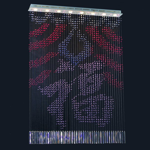 【LA LUCE】ワイヤーアート・クリスタルシーリングシャンデリア『福』8灯 クローム(W1300×D150×H1300mm)