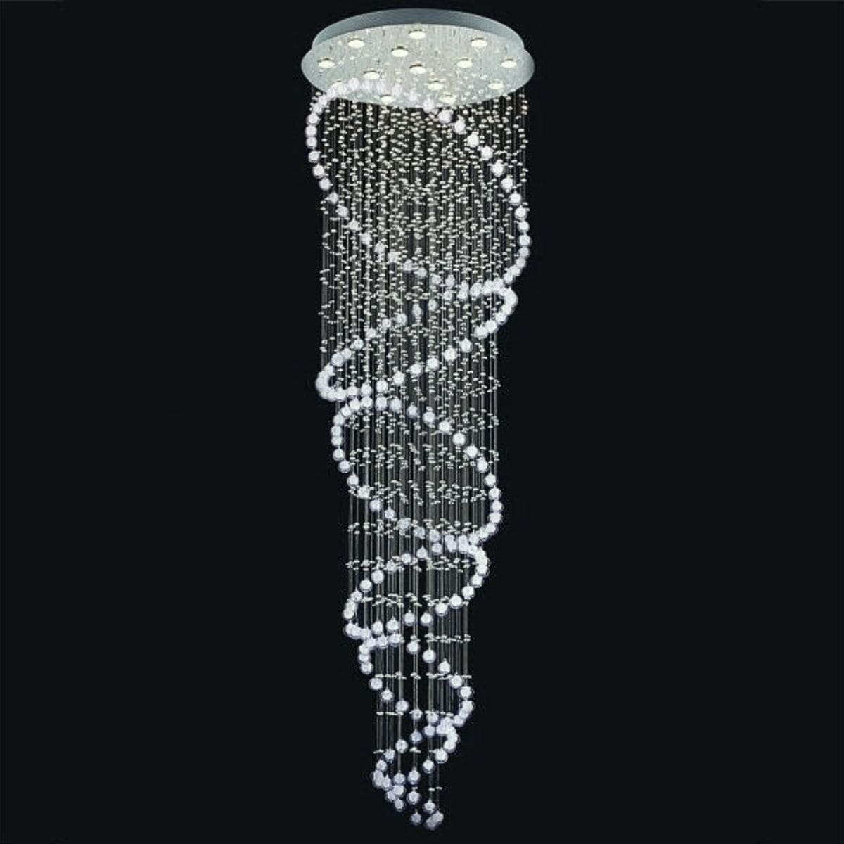 【LA LUCE】ワイヤーアート・クリスタルシーリングシャンデリア 14灯 クローム(φ660×H2200mm)