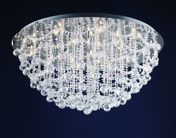 【LA LUCE】デザインクリスタルシーリングシャンデリア 20灯 クローム(φ860×H350mm)