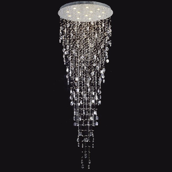 【LA LUCE】ワイヤーアート・クリスタルシーリングシャンデリア 12灯 クローム(φ860×H2500mm)