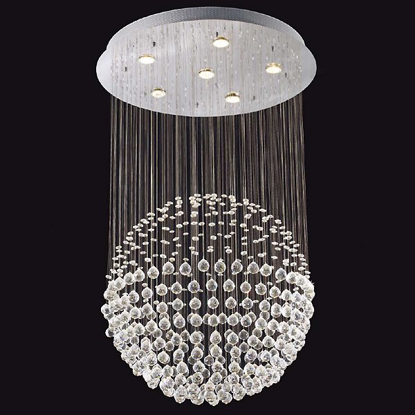 【LA LUCE】ワイヤーアート・クリスタルシーリングシャンデリア 6灯 クローム(φ660×H1200mm)