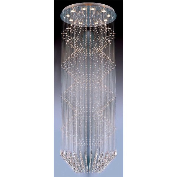 【LA LUCE】ワイヤーアート・クリスタルシーリングシャンデリア 10灯 クローム(φ800×H2200mm)