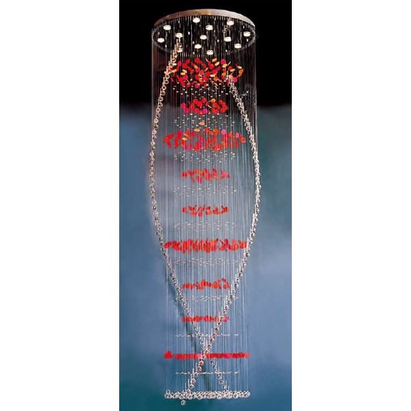 【LA LUCE】ワイヤーアート・クリスタルシーリングシャンデリア 13灯 クローム(φ800×H2200mm)