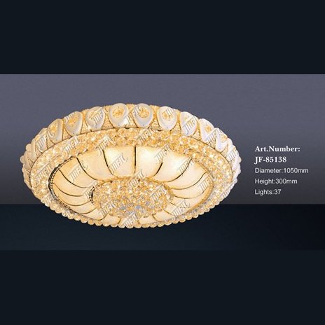 【LA LUCE】クリスタルシーリングシャンデリア 37灯 ゴールド&ホワイト(W1050×H300mm)