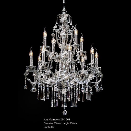 【LA LUCE】クリスタルシャンデリア 12灯 クローム(W800×H950mm)