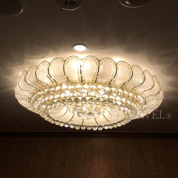 【LA LUCE】クリスタルシーリングシャンデリア 31灯 ゴールド(W1000×H250mm)