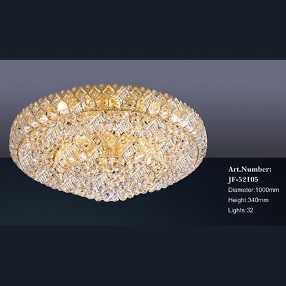 【LA LUCE】クリスタルシーリングシャンデリア 32灯 ゴールド(W1000×H340mm)