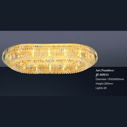 【LA LUCE】クリスタルシーリングシャンデリア 28灯 ゴールド(W1500×D850×H280mm)