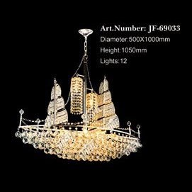 【LA LUCE】クリスタルシャンデリア「舟」12灯 ゴールド(W1000×500×H1050mm)