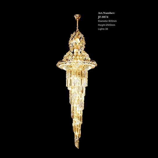 【LA LUCE】クリスタルシャンデリア 38灯 ゴールド(W800×H2500mm)