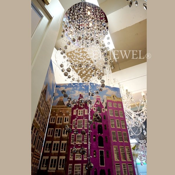 【LA LUCE】ワイヤーアート・クリスタルシーリングシャンデリア 9灯(φ680×H1800mm)