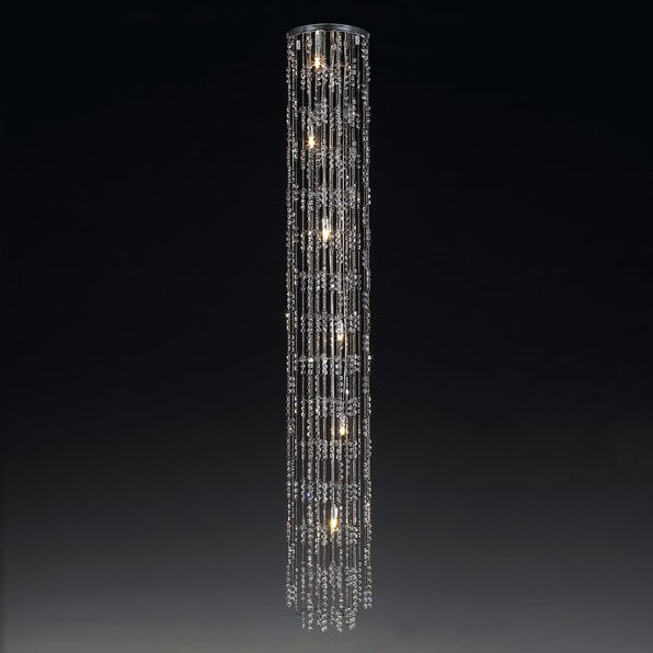 【５台から注文可】デザインシーリングシャンデリア 6灯 シルバー(W300mm×H1800mm)