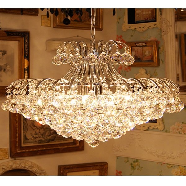 【LA LUCE】 デザイン・クリスタルボールシャンデリア 15灯　ゴールド （φ1000mm）