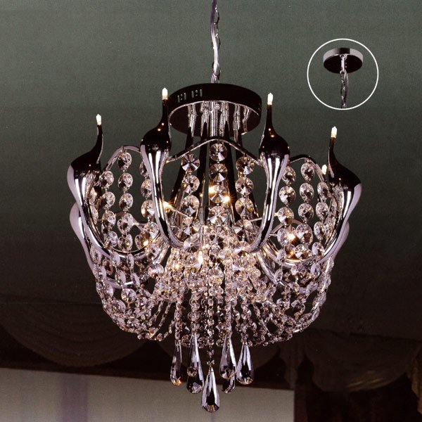 【SUPRA】 デザインクリスタルシャンデリア 19灯 クローム(φ600×H670mm)