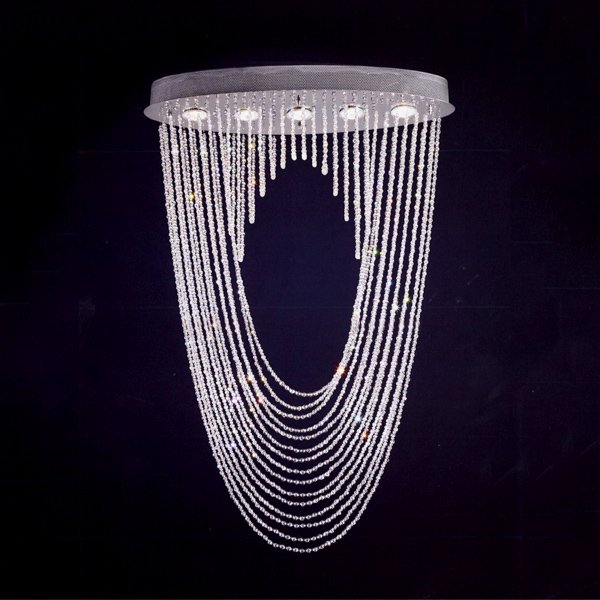 【LA LUCE】ワイヤーアート・クリスタルシーリングシャンデリア 5灯(W600×D200×H900mm)※要お見積もり