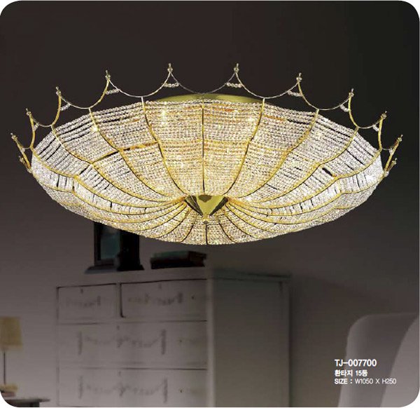 【５台から注文可】シーリングクリスタルシャンデリア ゴールド 15灯(W1050×H250mm)