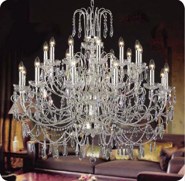 【５台から注文可】クリスタルシャンデリア シルバー 24灯(W1100×H850mm)