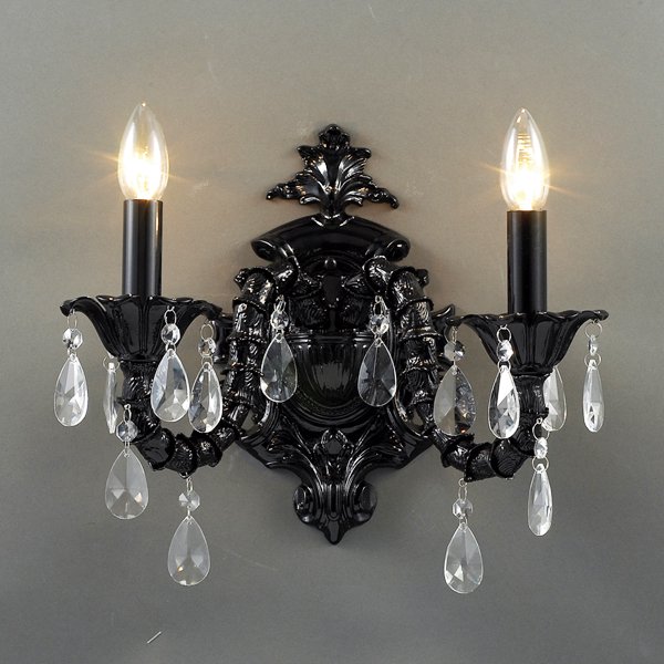 【LA LUCE】クリスタルブラケット ブラック 2灯 W400×H300mm