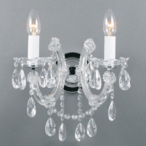 【LA LUCE】クリスタルブラケット 2灯 クロームorゴールド(W250×H310mm)※3台から注文可