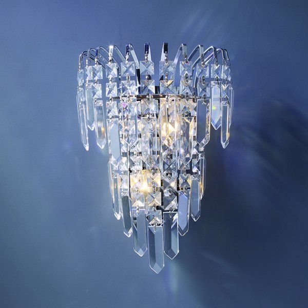 【LA LUCE】デザインクリスタルブラケット 2灯 クローム【５台から注文可】