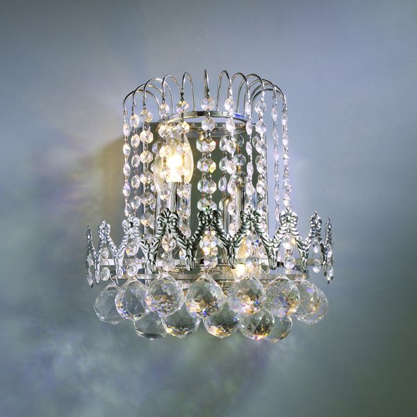 【LA LUCE】デザインボールクリスタルブラケット 2灯 クローム【５台から注文可】