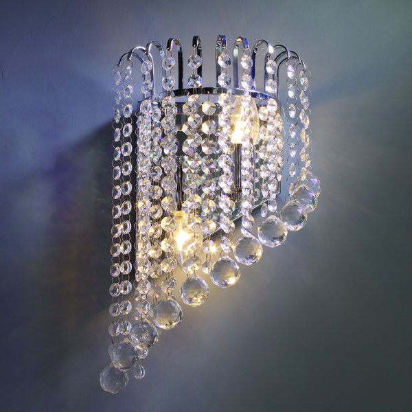 【LA LUCE】デザインボールクリスタルブラケット 3灯 クローム【５台から注文可】