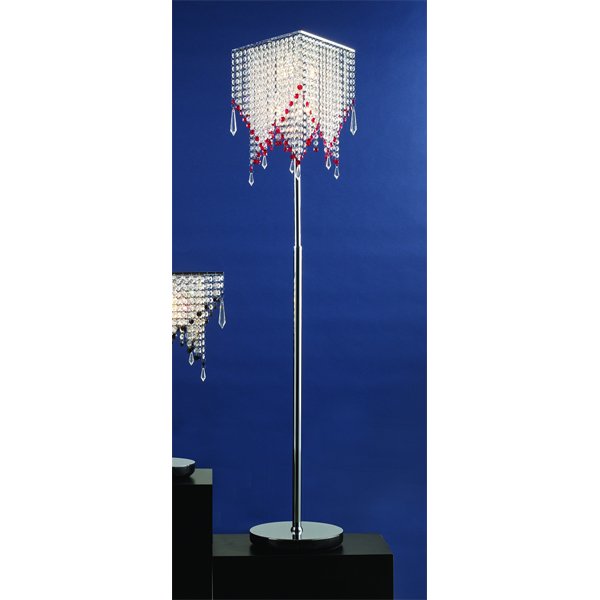【LA LUCE】デザインクリスタルフロアライト 6灯 クローム(φ430×H1400mm)