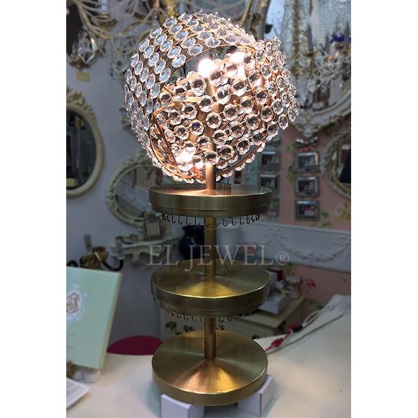 デザインクリスタルテーブルライト 4灯 アンティークゴールド(φ300×H700mm)