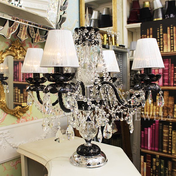 シェードクリスタルテーブルライト 4灯 ブラック(φ630×H750mm)