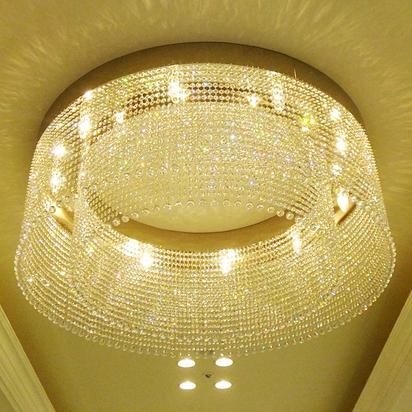 【LA LUCE】大型クリスタルライン・リングシャンデリア 32灯(φ1200×H500mm)