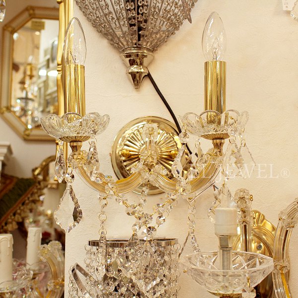 【1台在庫有！ゴールドのみ】クリスタルブラケット 2灯 ゴールドorクローム(W300×H400mm)