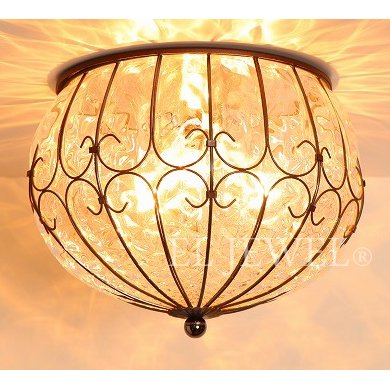 ヴェネチアンガラス・シーリングシャンデリア 3灯 クリア(φ300×H220mm)