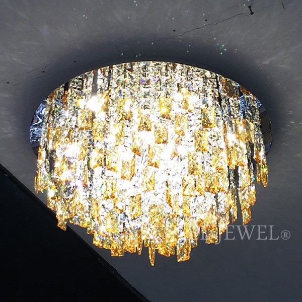 【LA LUCE】デザインクリスタルシーリングシャンデリア クローム(W600×H350mm)