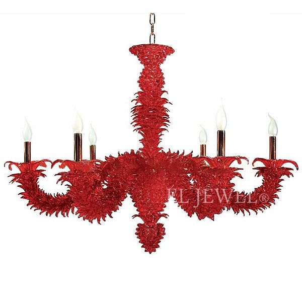 シャンデリア 3灯 赤 金