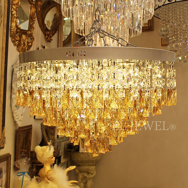 【LA LUCE】デザインクリスタル・シーリングシャンデリア クローム(W600×H350mm)