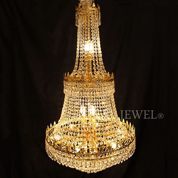 【LA LUCE】エンパイア型クリスタルシャンデリア ゴールド(W710×H1270mm)