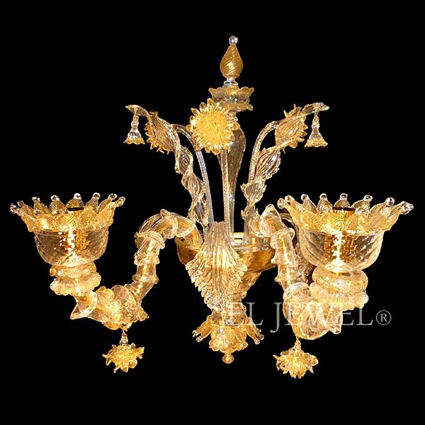 【VENICE ARTE】ヴェネチアンブラケット「Rezzonicogold」2灯(φ380×H500mm)