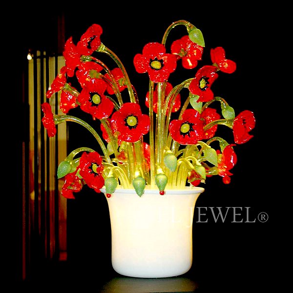 【VENICE ARTE】ヴェネチアン・シェードテーブルライト「VASE-POPPIES」1灯(W550×H600mm)