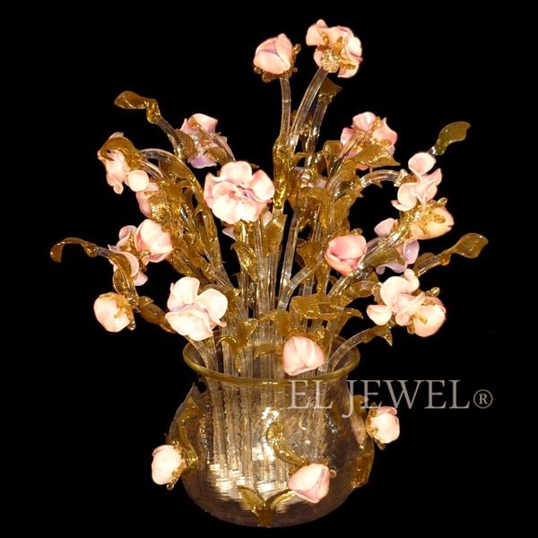 【VENICE ARTE】ヴェネチアン・シェードテーブルライト「VASE-ROSES」 (W500×H500mm)